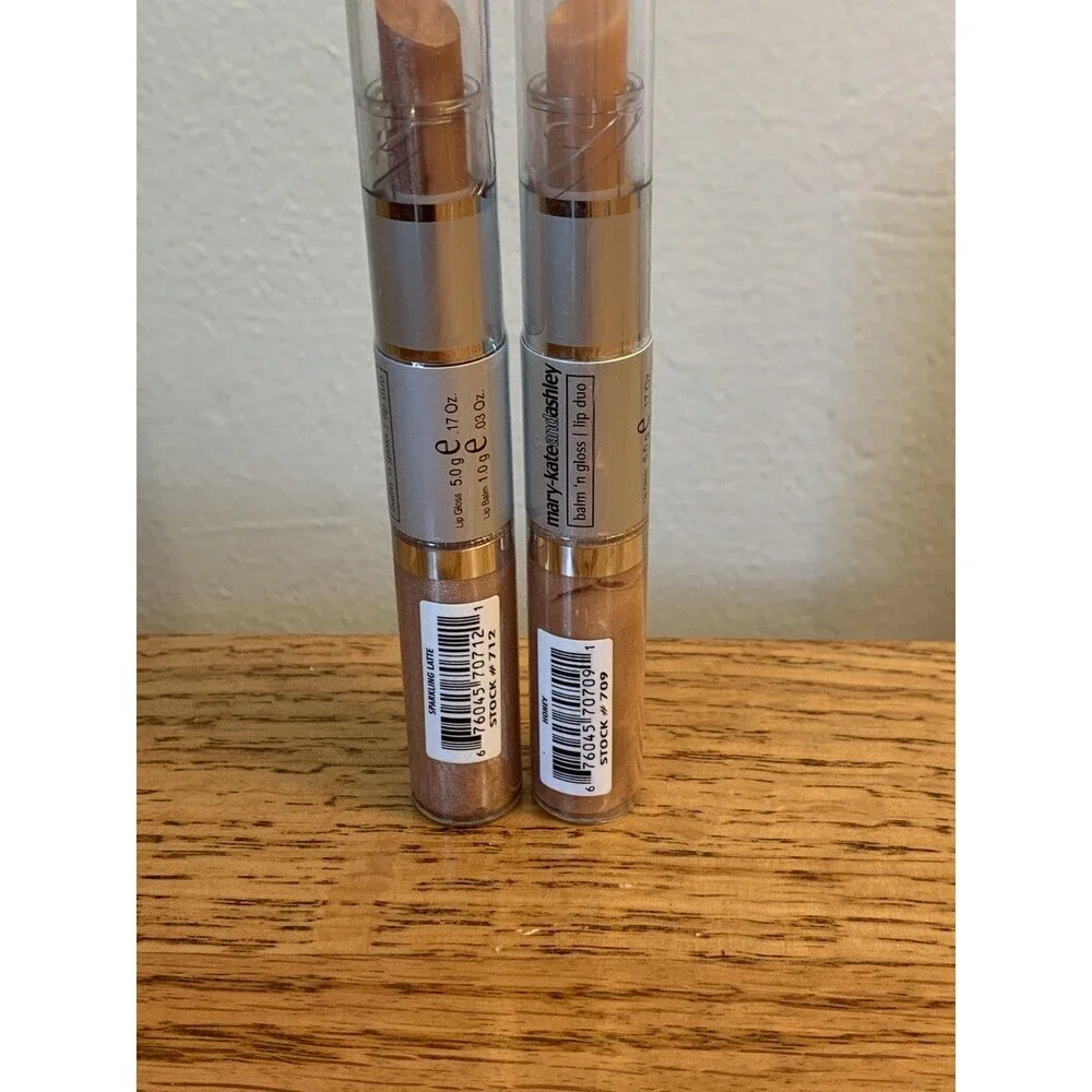 (2) MARY-KATE AND ASHLEY Balm n Gloss Lip Duo Sparkeling Latte Honey SET New